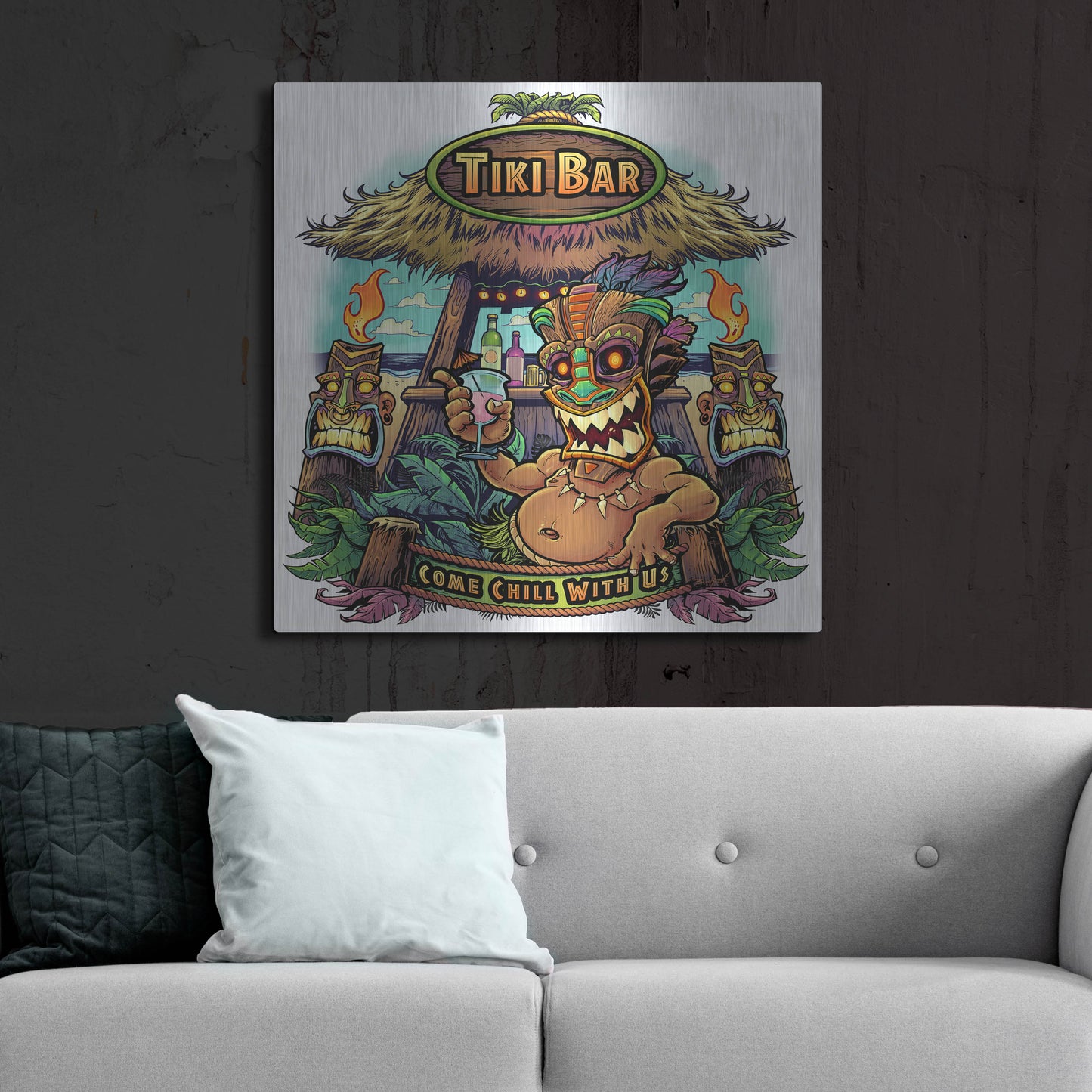 Luxe Metal Art 'Tiki Bar' by Flyland Designs, Metal Wall Art,36x36