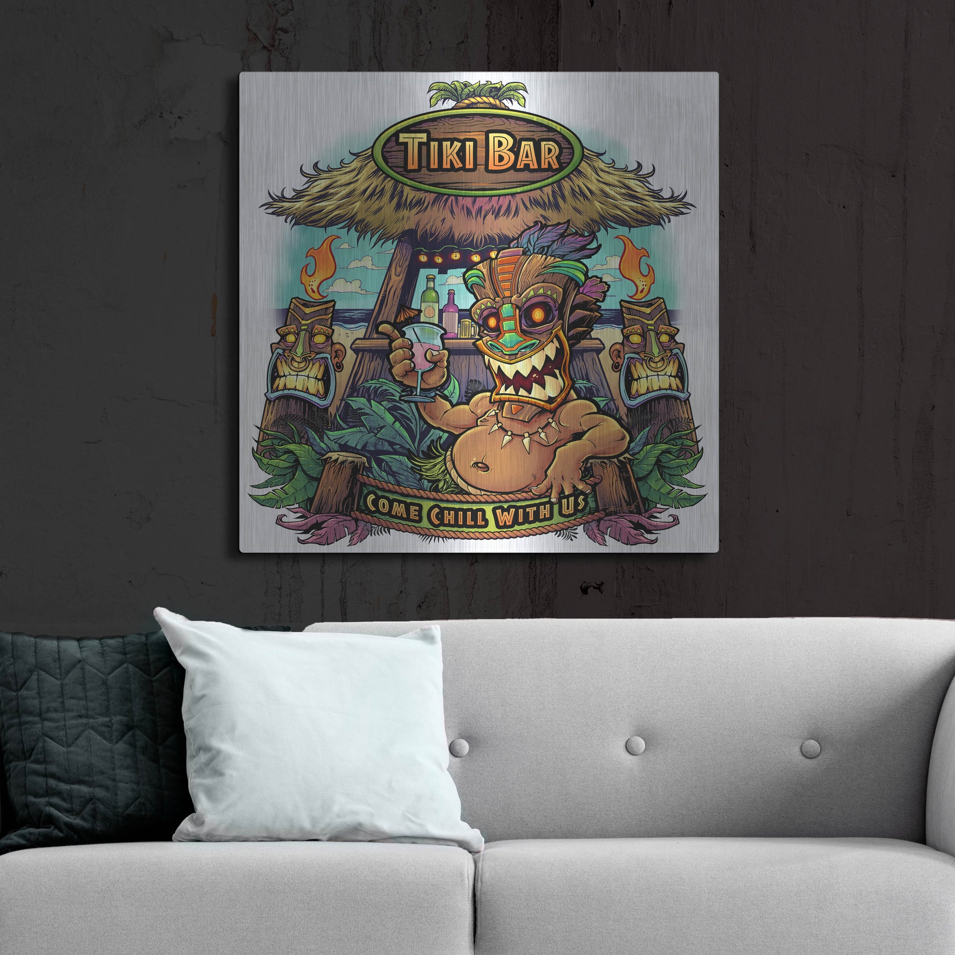 Luxe Metal Art 'Tiki Bar' by Flyland Designs, Metal Wall Art,36x36