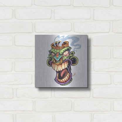 Luxe Metal Art 'Tiki Head 2 Screaming' by Flyland Designs, Metal Wall Art,12x12