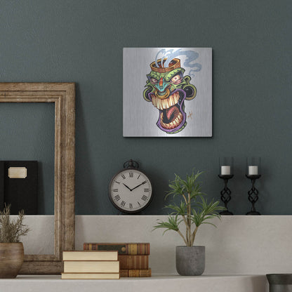 Luxe Metal Art 'Tiki Head 2 Screaming' by Flyland Designs, Metal Wall Art,12x12