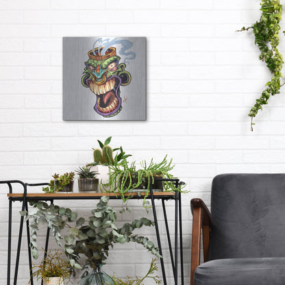 Luxe Metal Art 'Tiki Head 2 Screaming' by Flyland Designs, Metal Wall Art,12x12