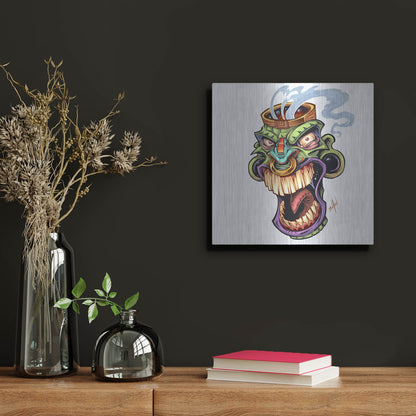 Luxe Metal Art 'Tiki Head 2 Screaming' by Flyland Designs, Metal Wall Art,12x12