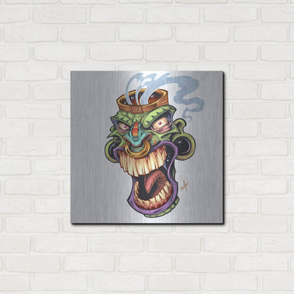 Luxe Metal Art 'Tiki Head 2 Screaming' by Flyland Designs, Metal Wall Art,24x24