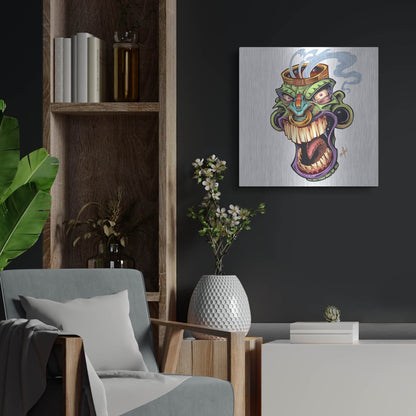 Luxe Metal Art 'Tiki Head 2 Screaming' by Flyland Designs, Metal Wall Art,24x24