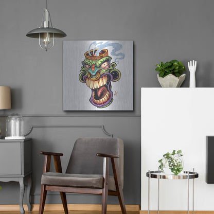 Luxe Metal Art 'Tiki Head 2 Screaming' by Flyland Designs, Metal Wall Art,24x24