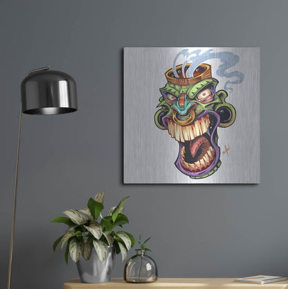 Luxe Metal Art 'Tiki Head 2 Screaming' by Flyland Designs, Metal Wall Art,24x24