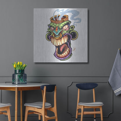 Luxe Metal Art 'Tiki Head 2 Screaming' by Flyland Designs, Metal Wall Art,36x36