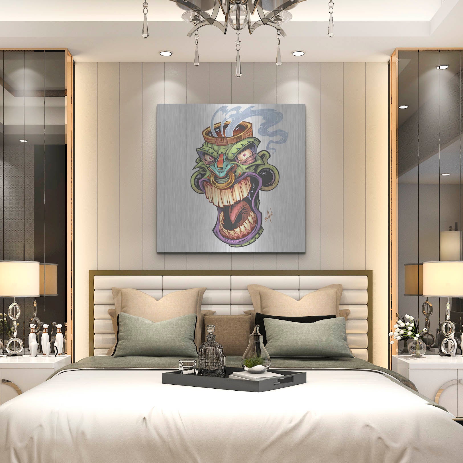 Luxe Metal Art 'Tiki Head 2 Screaming' by Flyland Designs, Metal Wall Art,36x36