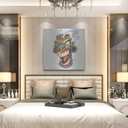 Luxe Metal Art 'Tiki Head 2 Screaming' by Flyland Designs, Metal Wall Art,36x36