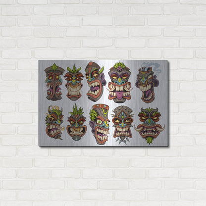 Luxe Metal Art 'Tiki Heads Flat' by Flyland Designs, Metal Wall Art,36x24
