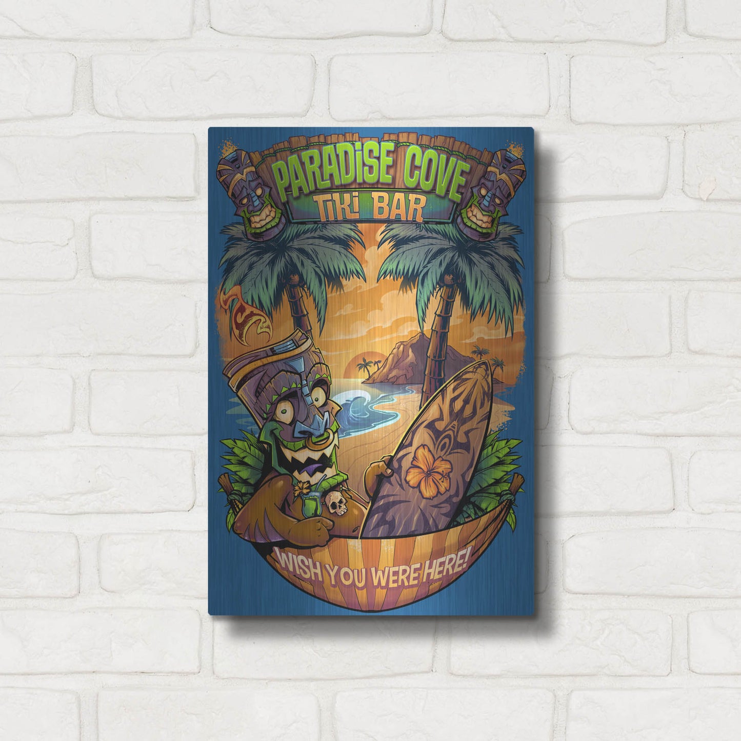 Luxe Metal Art 'Tiki Man Hammock' by Flyland Designs, Metal Wall Art,12x16