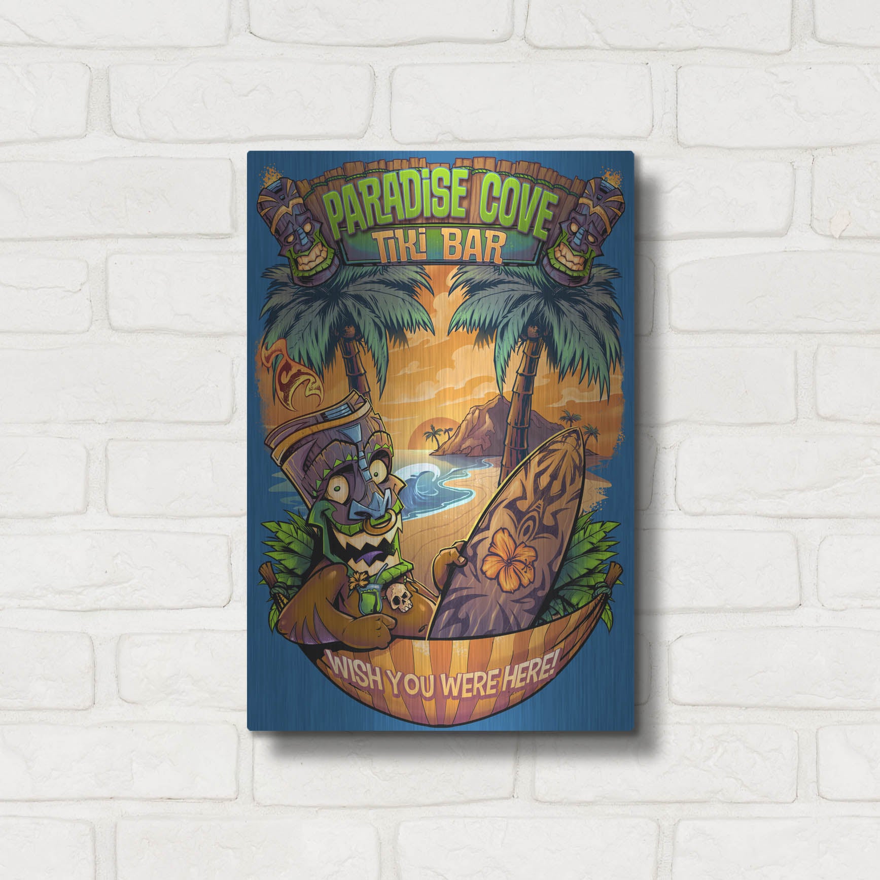 Luxe Metal Art 'Tiki Man Hammock' by Flyland Designs, Metal Wall Art,12x16