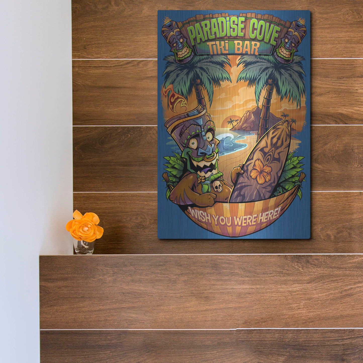 Luxe Metal Art 'Tiki Man Hammock' by Flyland Designs, Metal Wall Art,12x16