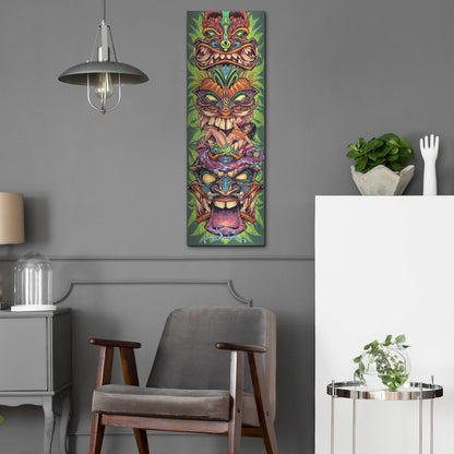 Luxe Metal Art 'Tiki Totem Skateboard' by Flyland Designs, Metal Wall Art,12x36