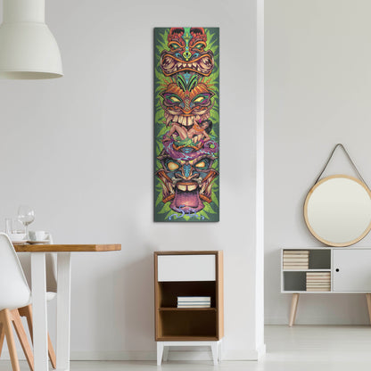 Luxe Metal Art 'Tiki Totem Skateboard' by Flyland Designs, Metal Wall Art,16x48