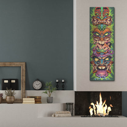 Luxe Metal Art 'Tiki Totem Skateboard' by Flyland Designs, Metal Wall Art,16x48