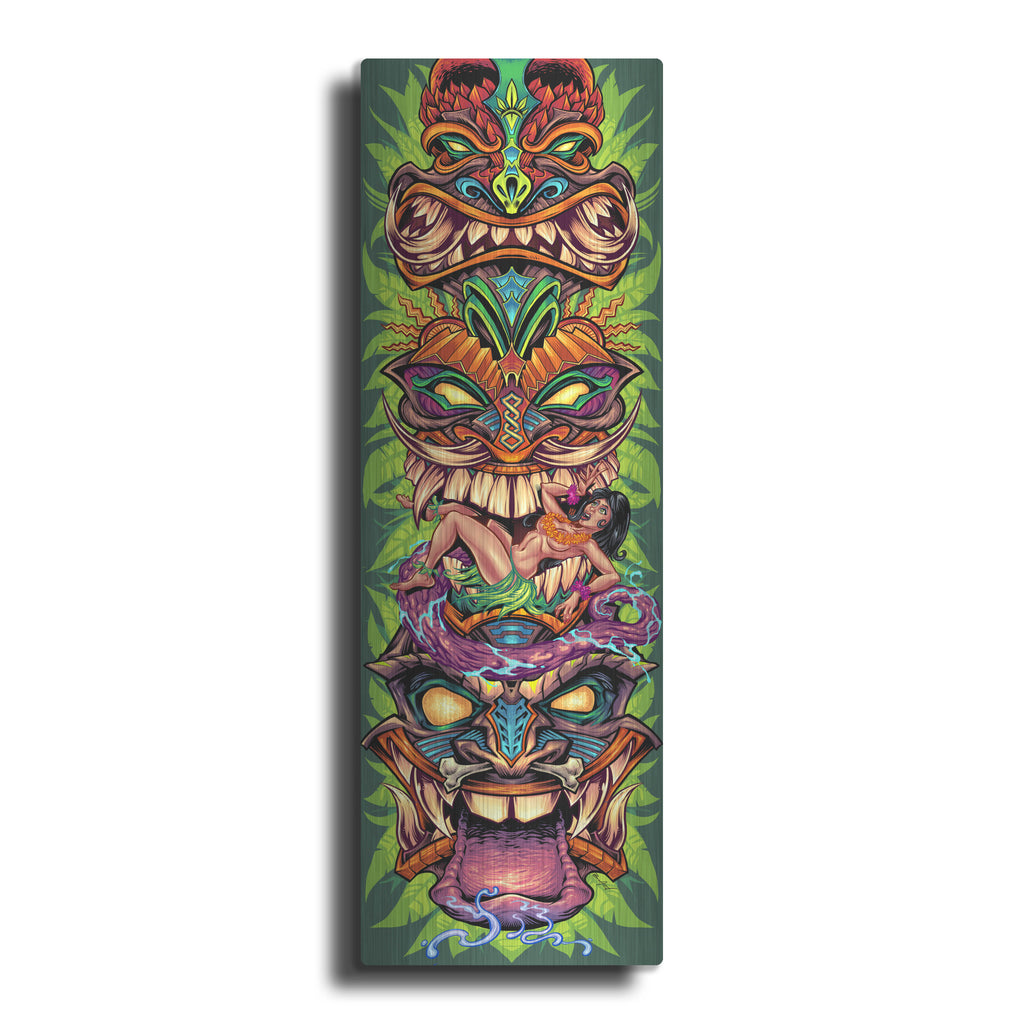 Luxe Metal Art 'Tiki Totem Skateboard' by Flyland Designs, Metal Wall Art