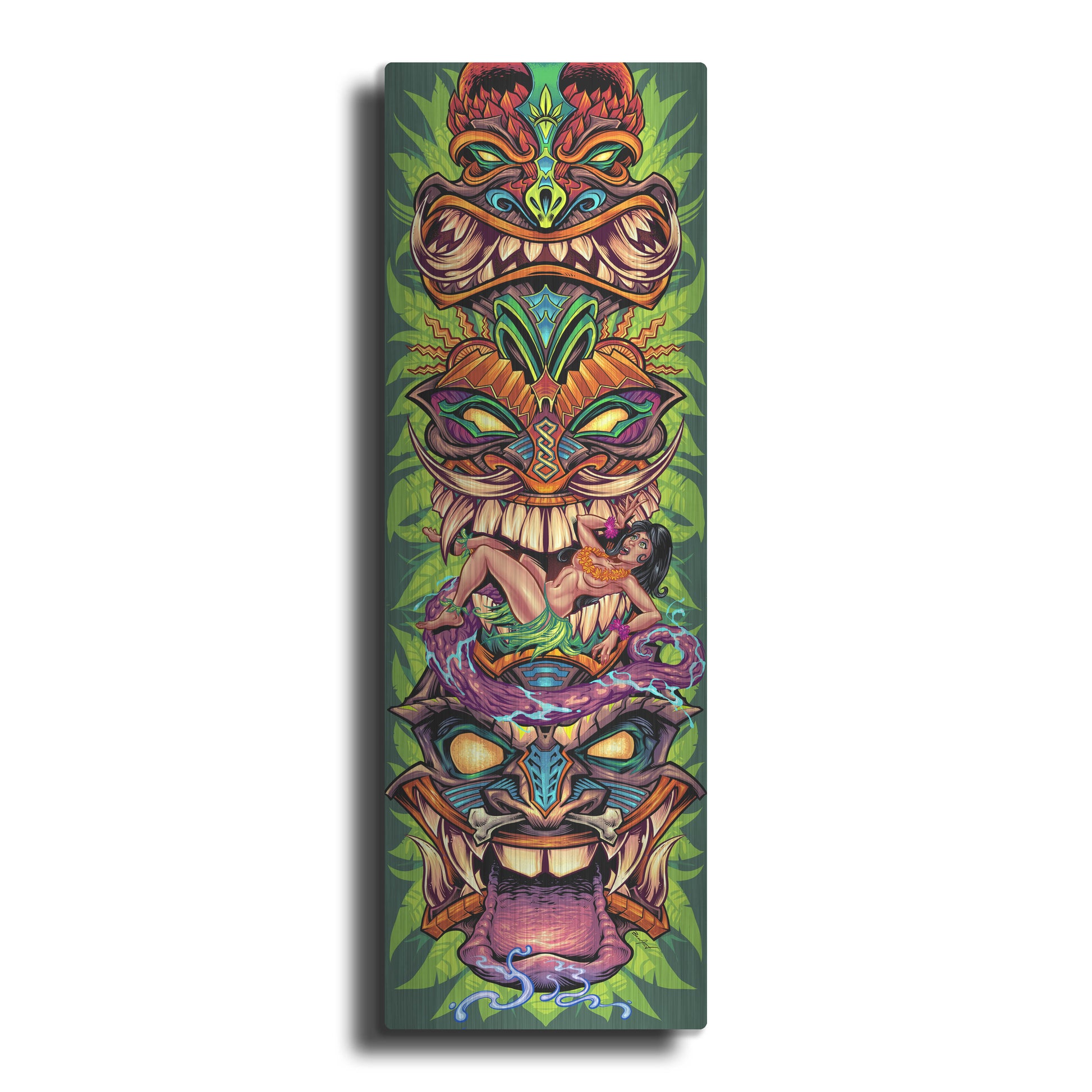 Luxe Metal Art 'Tiki Totem Skateboard' by Flyland Designs, Metal Wall Art