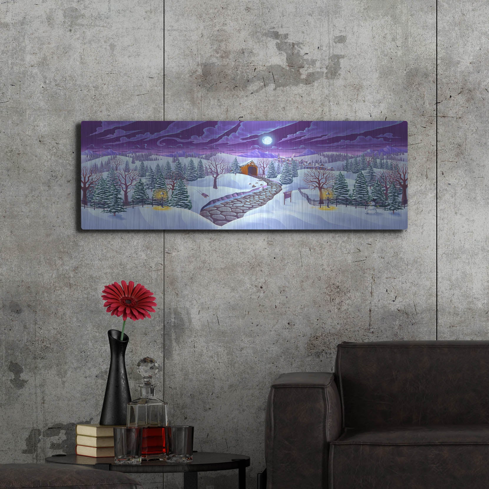 Luxe Metal Art 'Christmas Woods' by Flyland Designs, Metal Wall Art,48x16