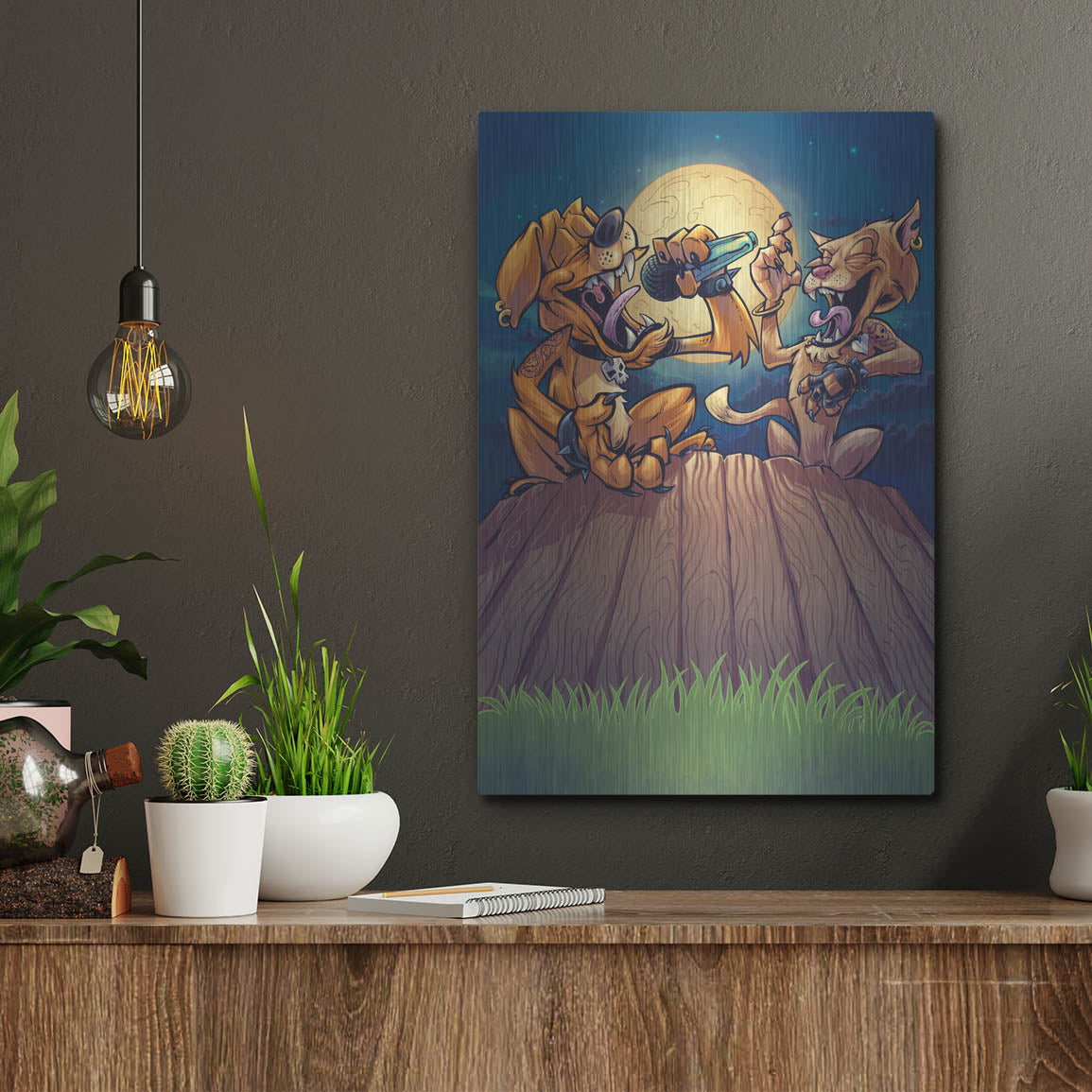 Luxe Metal Art 'Dog And Cat On Fence' by Flyland Designs, Metal Wall Art,12x16