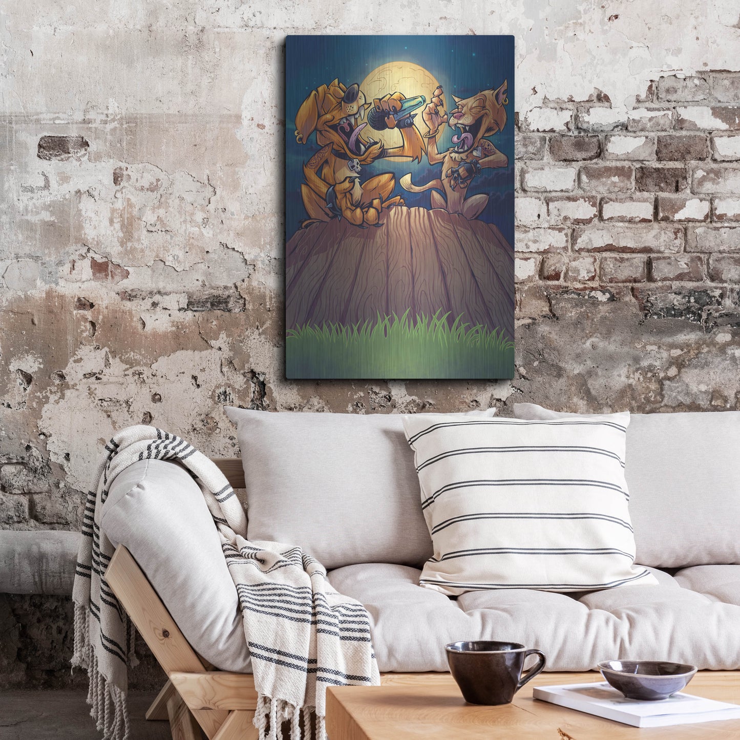 Luxe Metal Art 'Dog And Cat On Fence' by Flyland Designs, Metal Wall Art,24x36