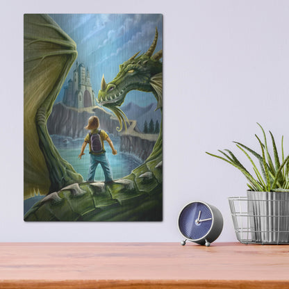 Luxe Metal Art 'Dragon And Castle' by Flyland Designs, Metal Wall Art,12x16