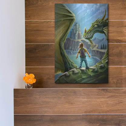 Luxe Metal Art 'Dragon And Castle' by Flyland Designs, Metal Wall Art,12x16