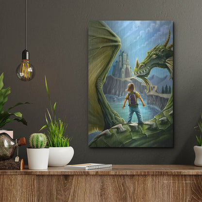 Luxe Metal Art 'Dragon And Castle' by Flyland Designs, Metal Wall Art,12x16