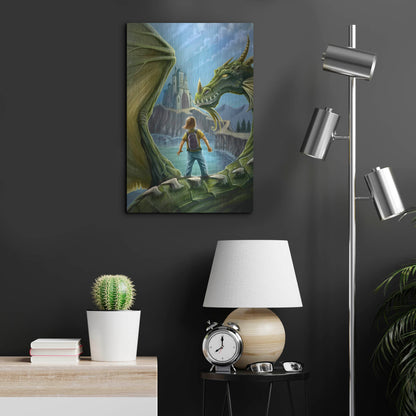 Luxe Metal Art 'Dragon And Castle' by Flyland Designs, Metal Wall Art,16x24