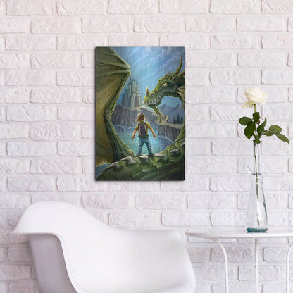 Luxe Metal Art 'Dragon And Castle' by Flyland Designs, Metal Wall Art,16x24