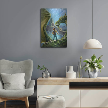 Luxe Metal Art 'Dragon And Castle' by Flyland Designs, Metal Wall Art,16x24