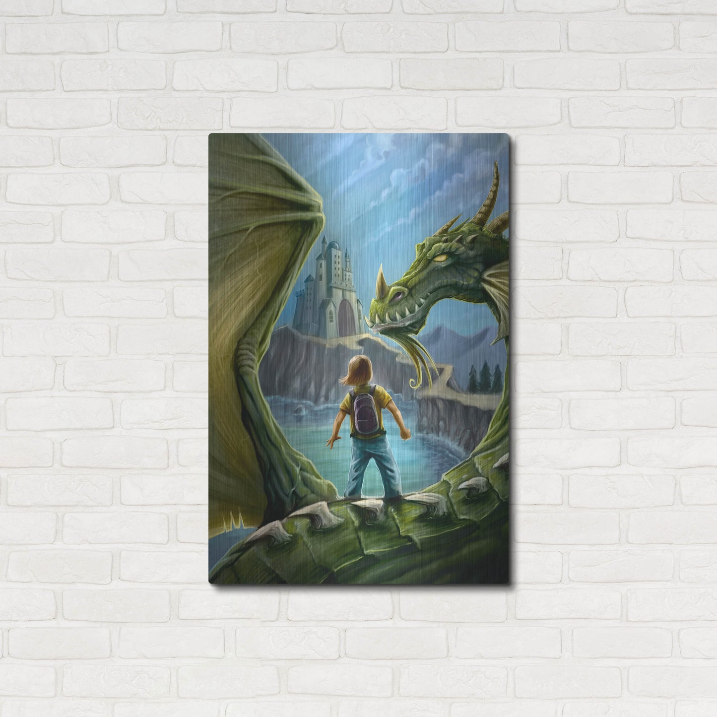 Luxe Metal Art 'Dragon And Castle' by Flyland Designs, Metal Wall Art,24x36