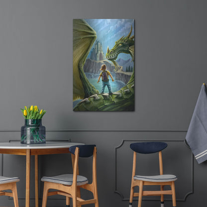 Luxe Metal Art 'Dragon And Castle' by Flyland Designs, Metal Wall Art,24x36