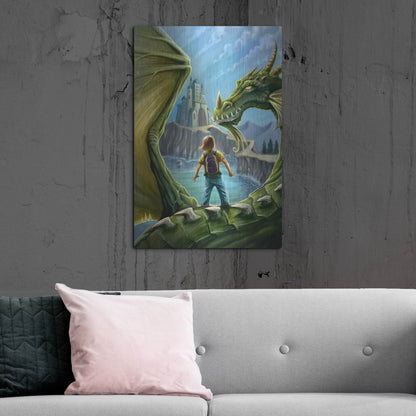 Luxe Metal Art 'Dragon And Castle' by Flyland Designs, Metal Wall Art,24x36