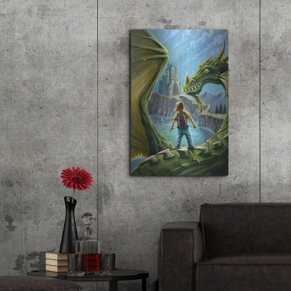Luxe Metal Art 'Dragon And Castle' by Flyland Designs, Metal Wall Art,24x36