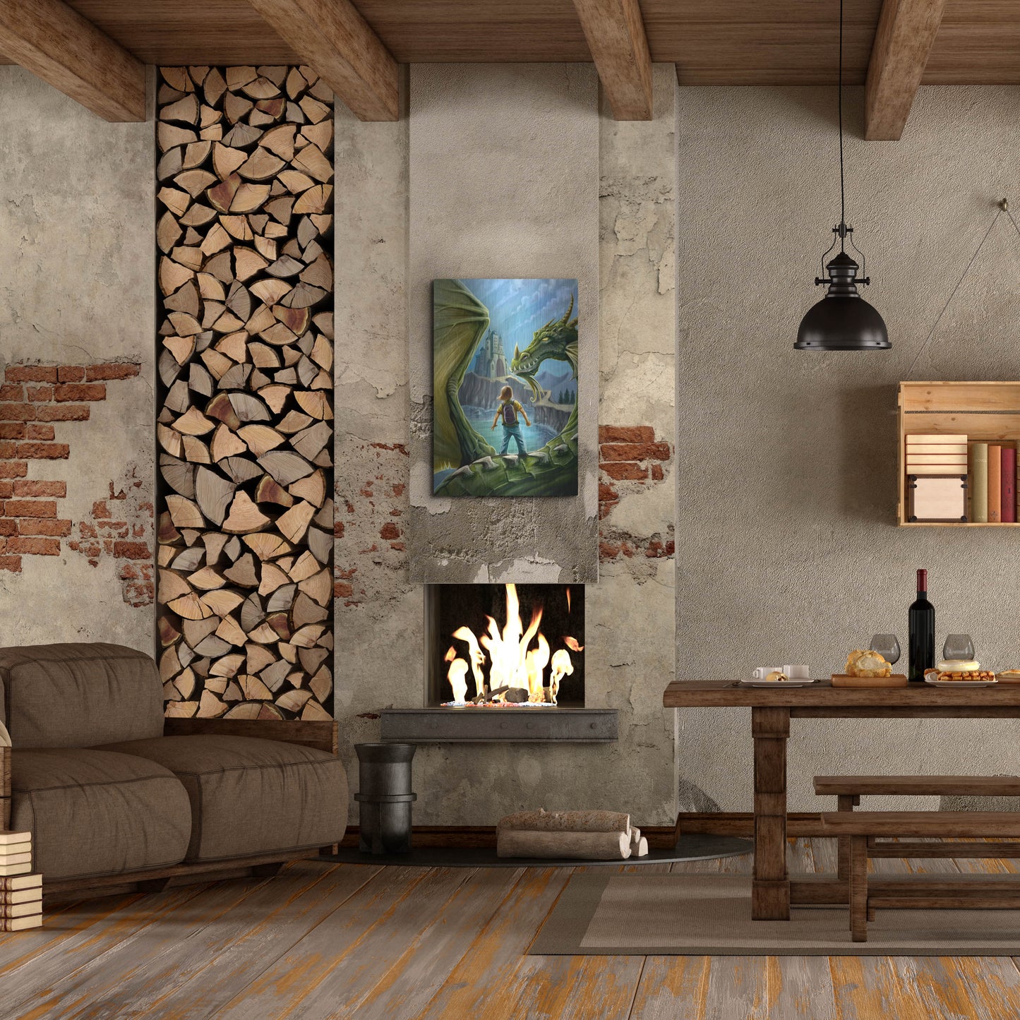 Luxe Metal Art 'Dragon And Castle' by Flyland Designs, Metal Wall Art,24x36