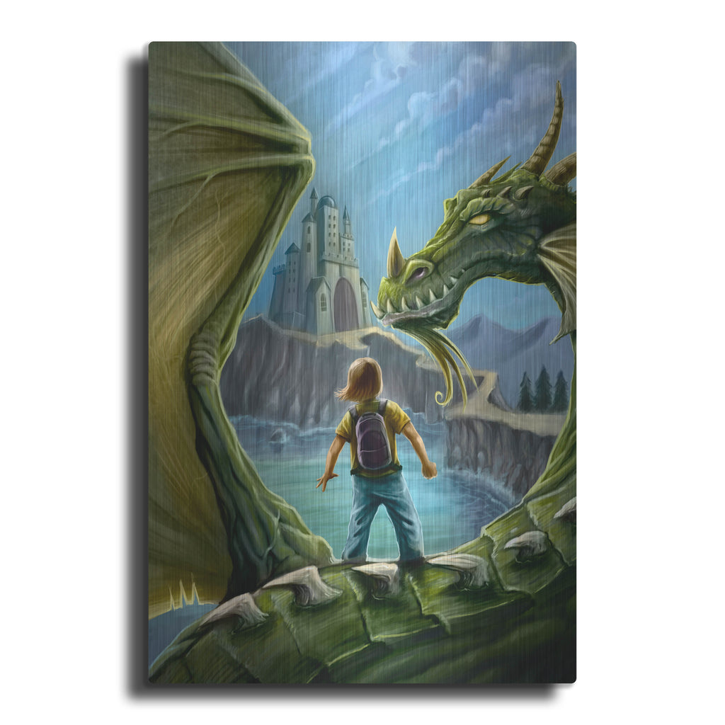 Luxe Metal Art 'Dragon And Castle' by Flyland Designs, Metal Wall Art
