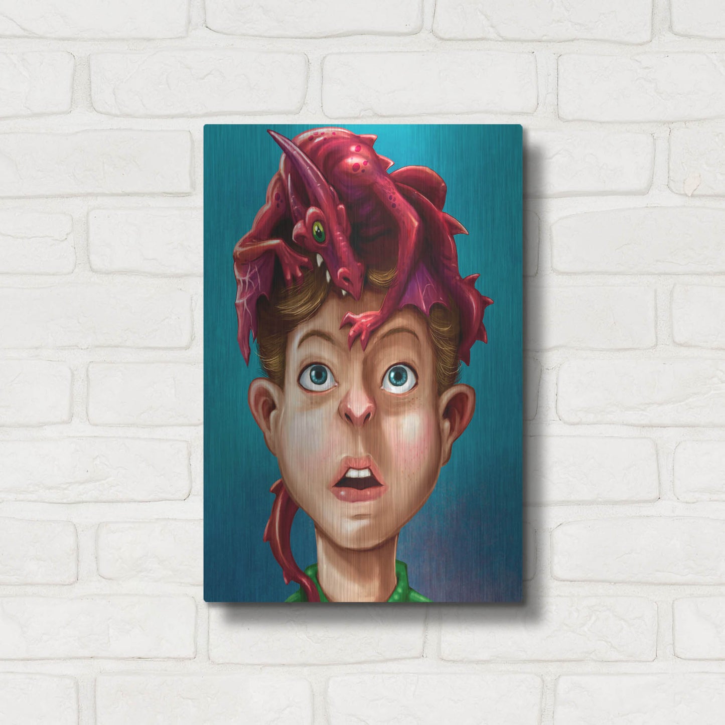 Luxe Metal Art 'Dragon Boy' by Flyland Designs, Metal Wall Art,12x16