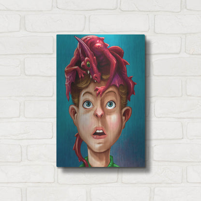 Luxe Metal Art 'Dragon Boy' by Flyland Designs, Metal Wall Art,12x16