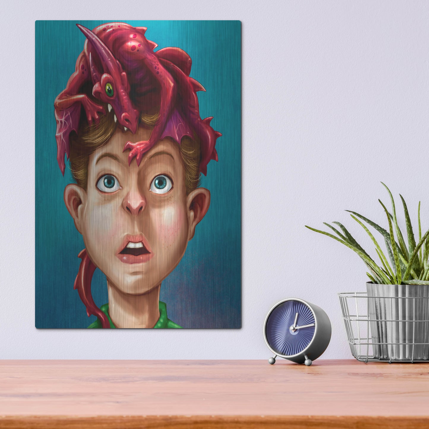 Luxe Metal Art 'Dragon Boy' by Flyland Designs, Metal Wall Art,12x16