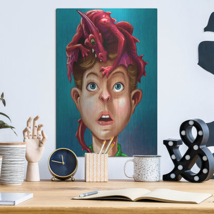 Luxe Metal Art 'Dragon Boy' by Flyland Designs, Metal Wall Art,12x16