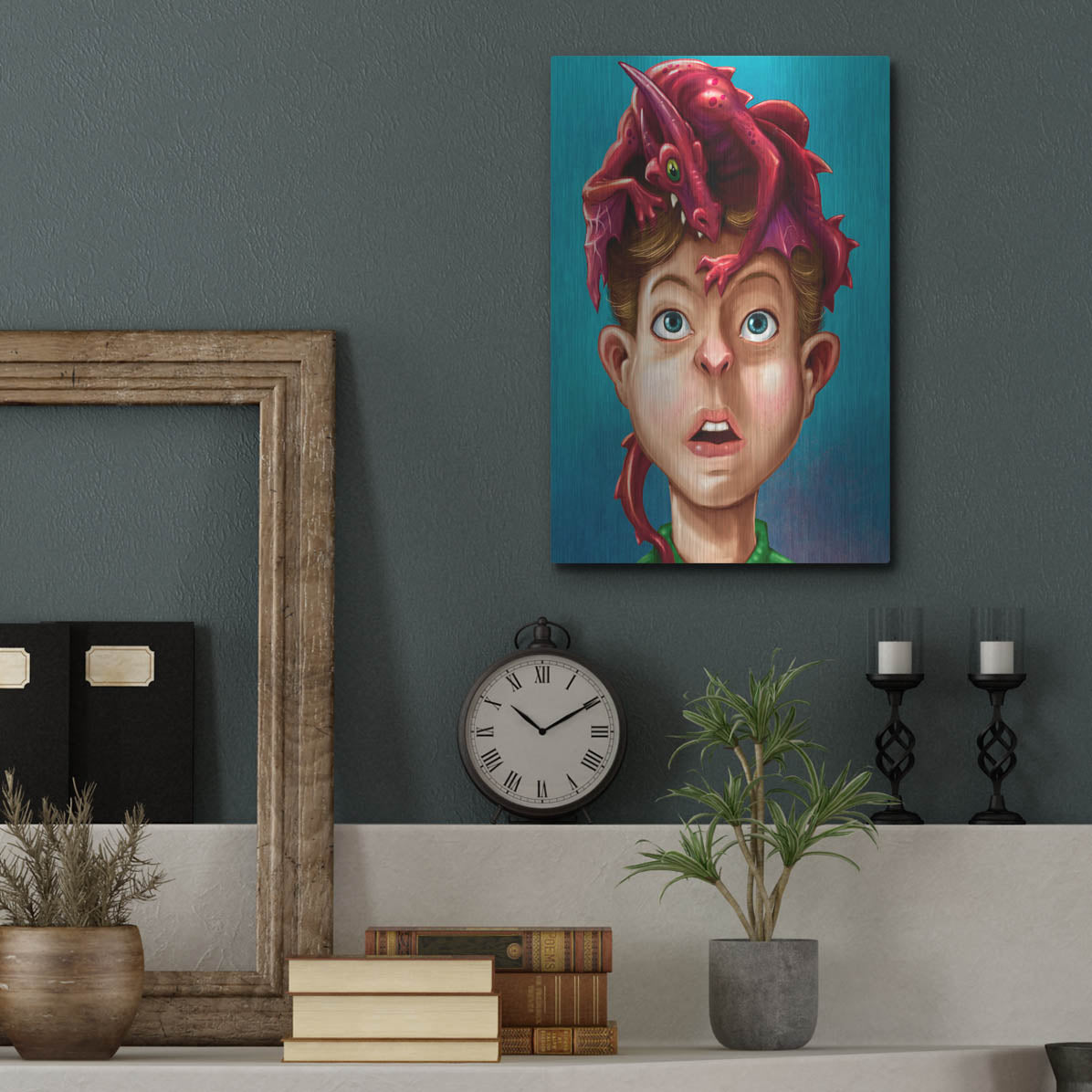 Luxe Metal Art 'Dragon Boy' by Flyland Designs, Metal Wall Art,12x16