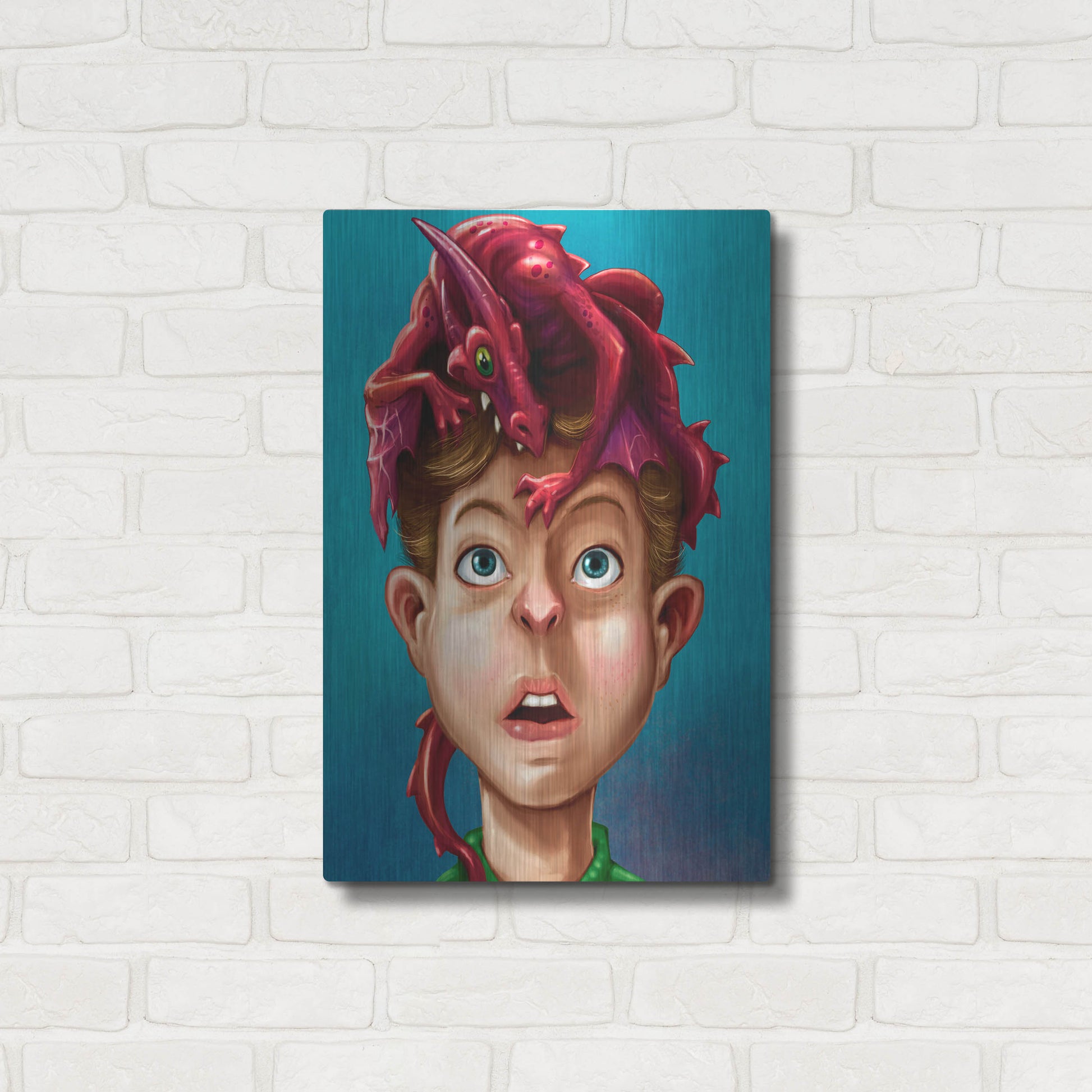 Luxe Metal Art 'Dragon Boy' by Flyland Designs, Metal Wall Art,16x24