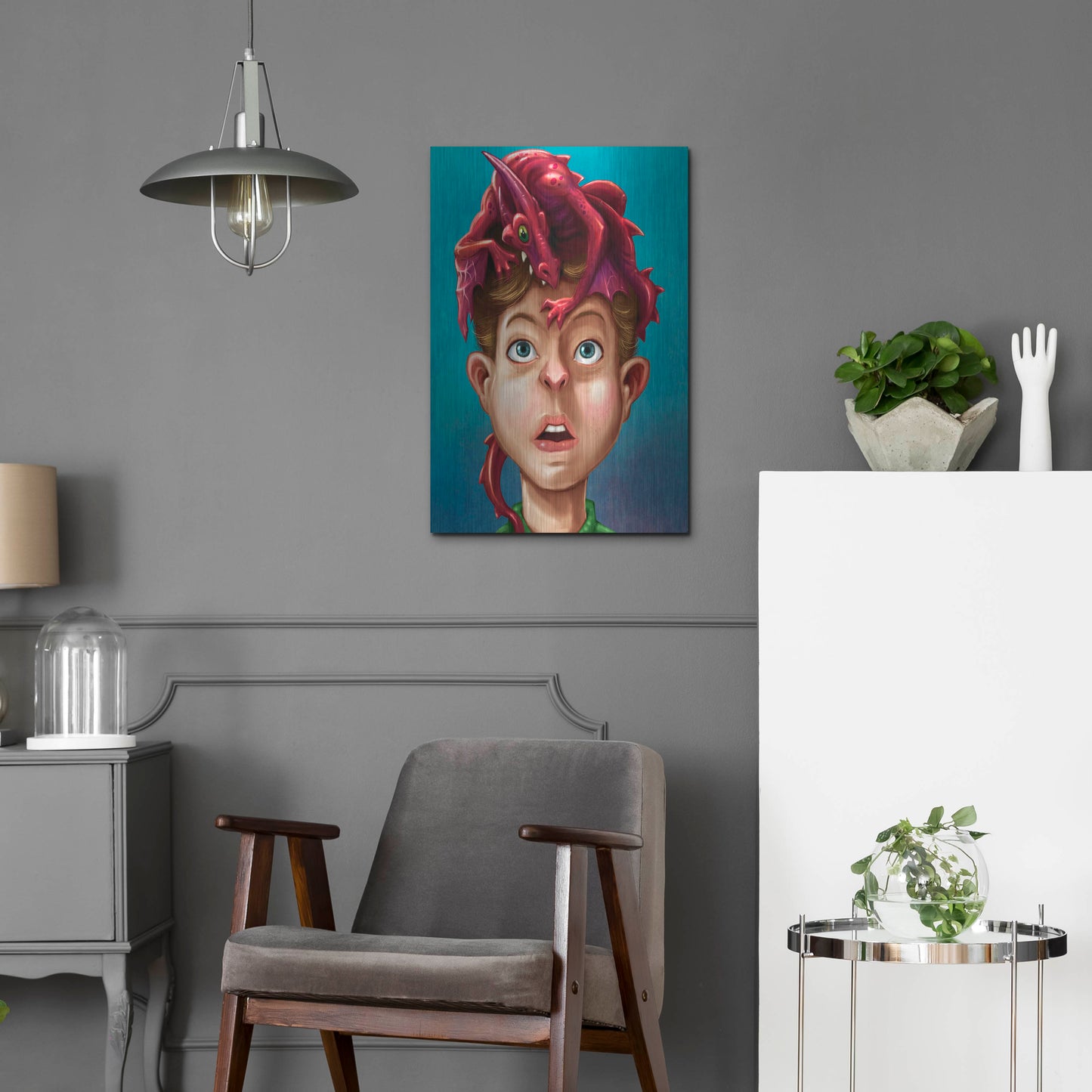 Luxe Metal Art 'Dragon Boy' by Flyland Designs, Metal Wall Art,16x24