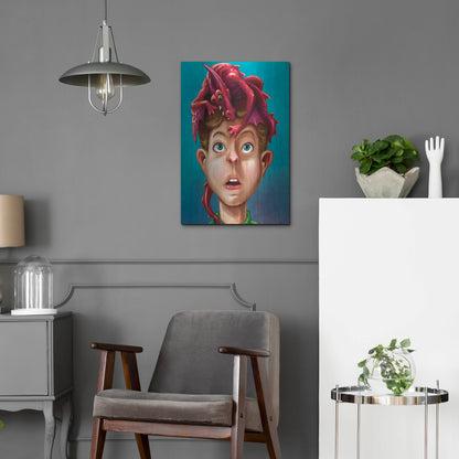 Luxe Metal Art 'Dragon Boy' by Flyland Designs, Metal Wall Art,16x24