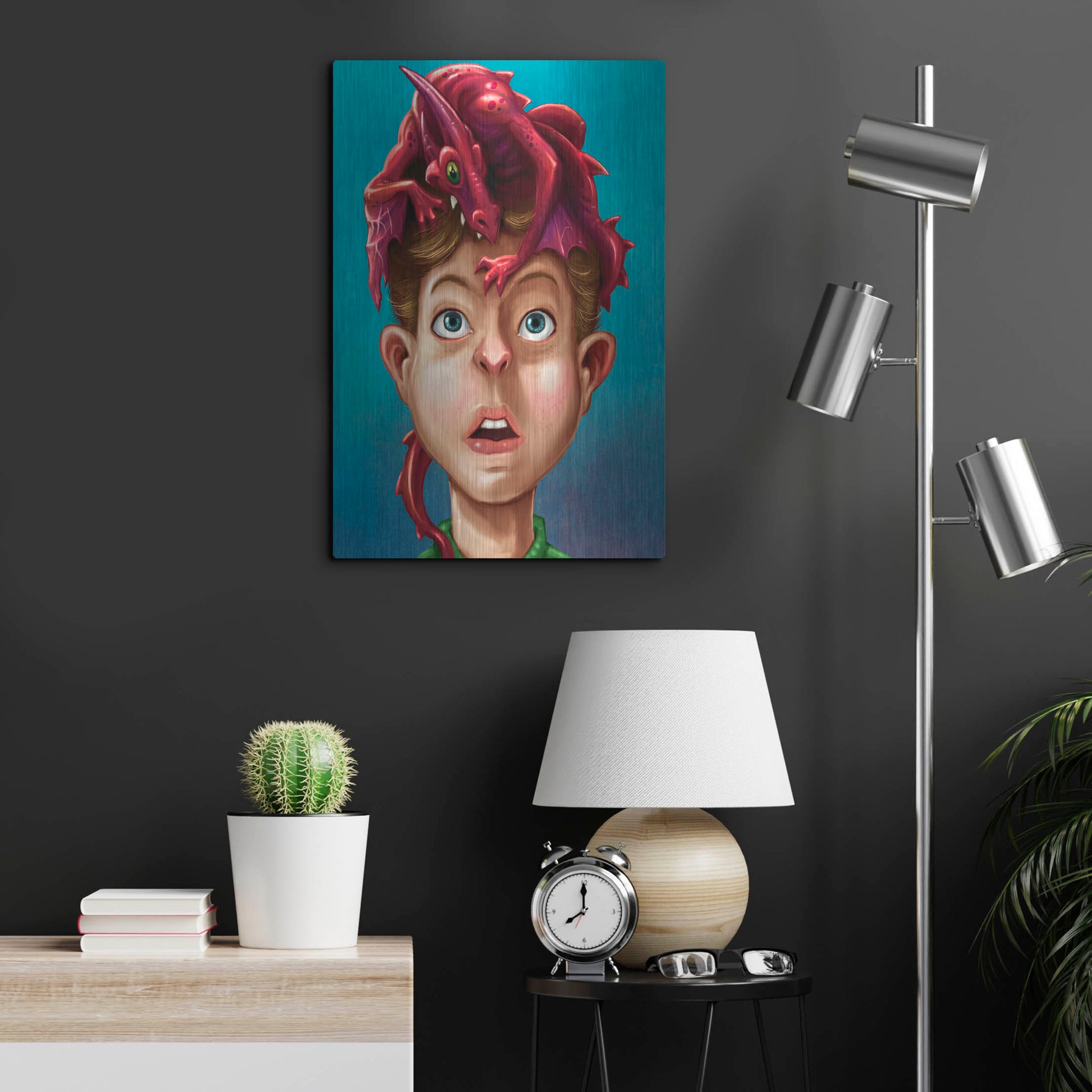 Luxe Metal Art 'Dragon Boy' by Flyland Designs, Metal Wall Art,16x24