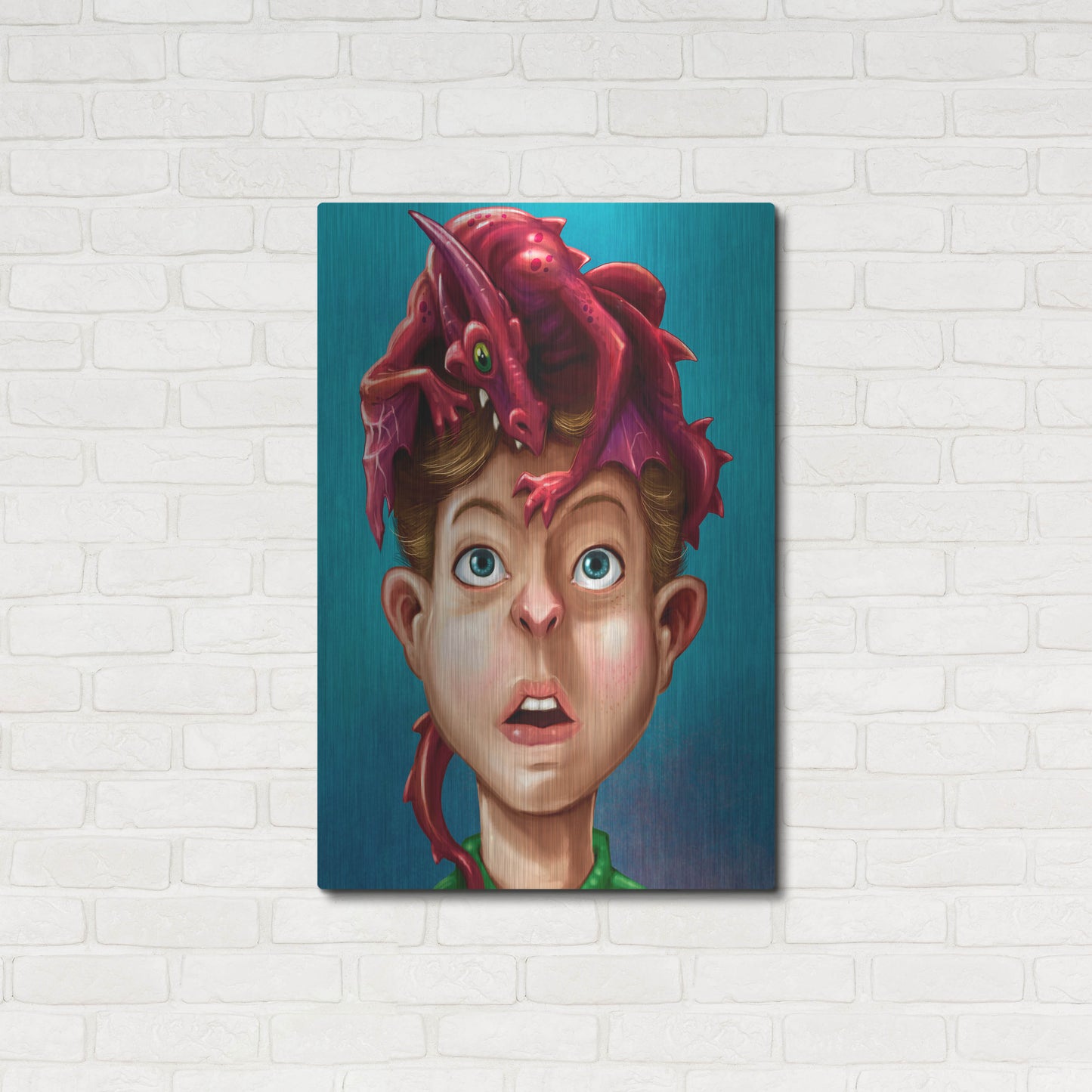 Luxe Metal Art 'Dragon Boy' by Flyland Designs, Metal Wall Art,24x36