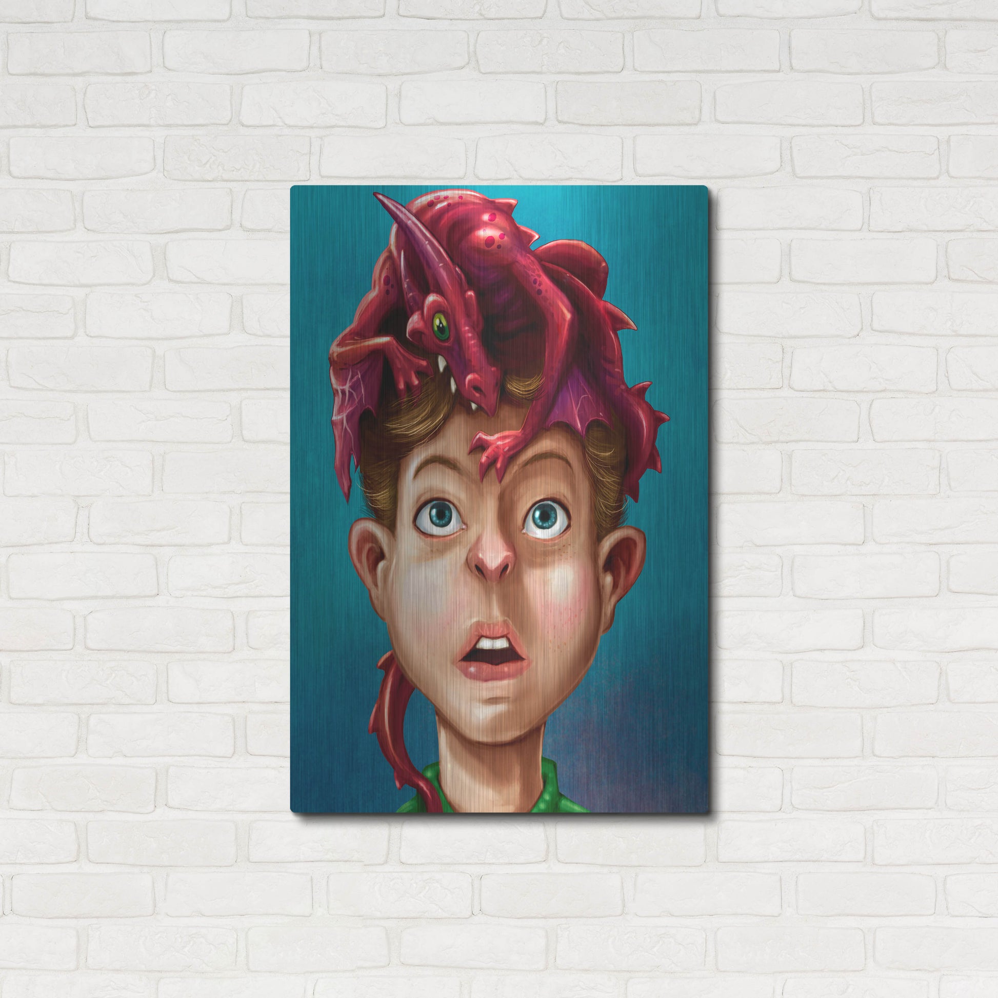 Luxe Metal Art 'Dragon Boy' by Flyland Designs, Metal Wall Art,24x36