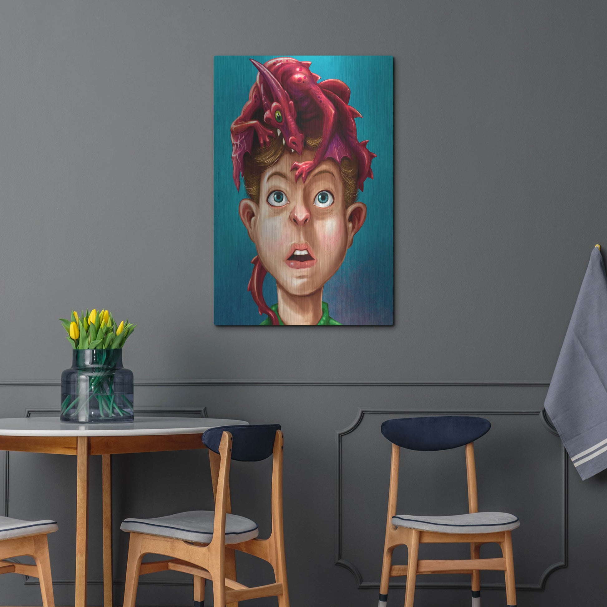 Luxe Metal Art 'Dragon Boy' by Flyland Designs, Metal Wall Art,24x36