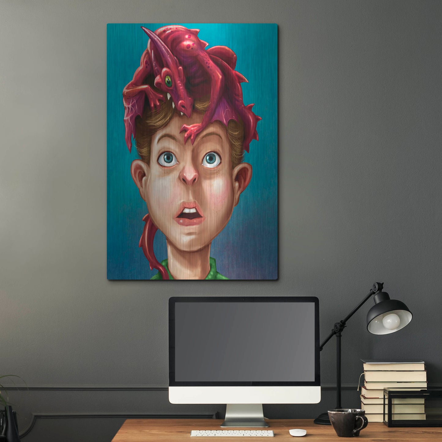 Luxe Metal Art 'Dragon Boy' by Flyland Designs, Metal Wall Art,24x36